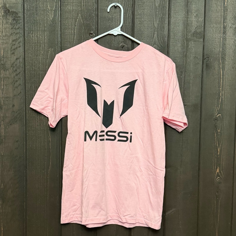 Messi Collection Unisex Shirt Size LG (14/16) NWT Pink/Black Cotton Blend NEW